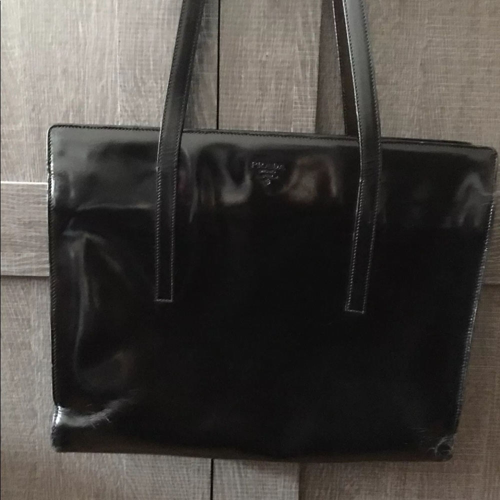 Prada Black Shiny Vintage Hand Bag